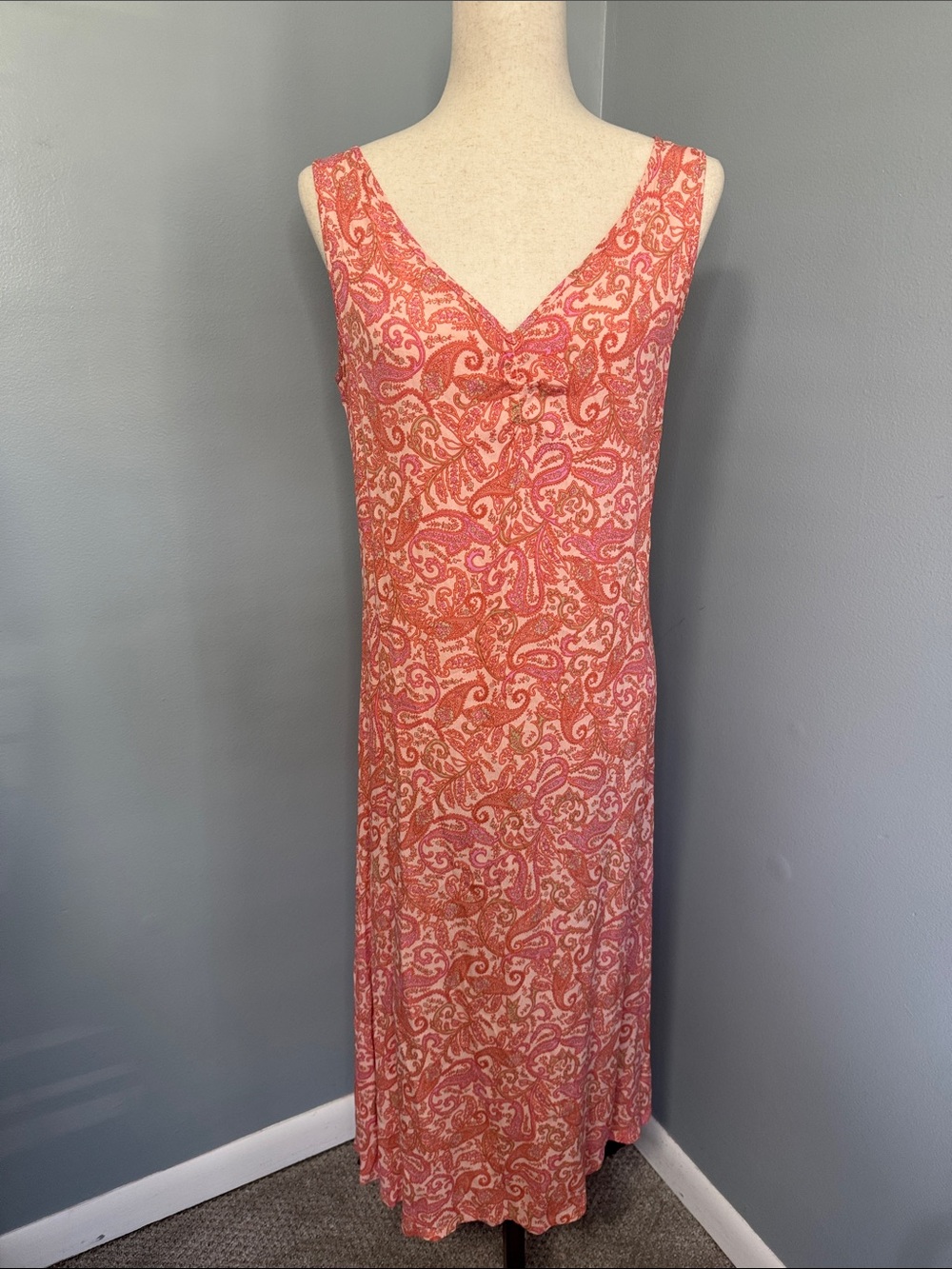 Old Navy Women’s Pink Paisley V-Neck Maxi Dress Sz 8